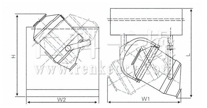 三維運動混合機結構示意圖